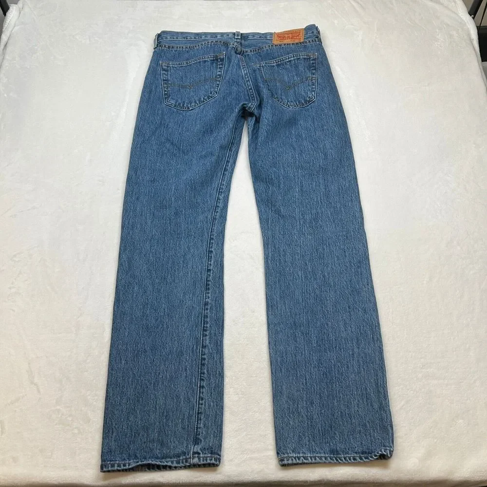 Levis 501‎ Jeans Mens 32x31 (Tag 34x32) Blue Light Wash Button Fly Straight Fit